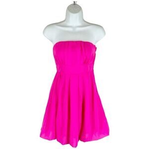 Charlotte Russe PINK Prom Party Dress XS Hot Pink Strapless Mini Bubble Hem